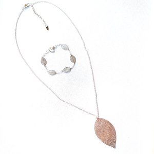 Yves Rocher Jewelry PARIS Necklace Bracelet Leaf NEW